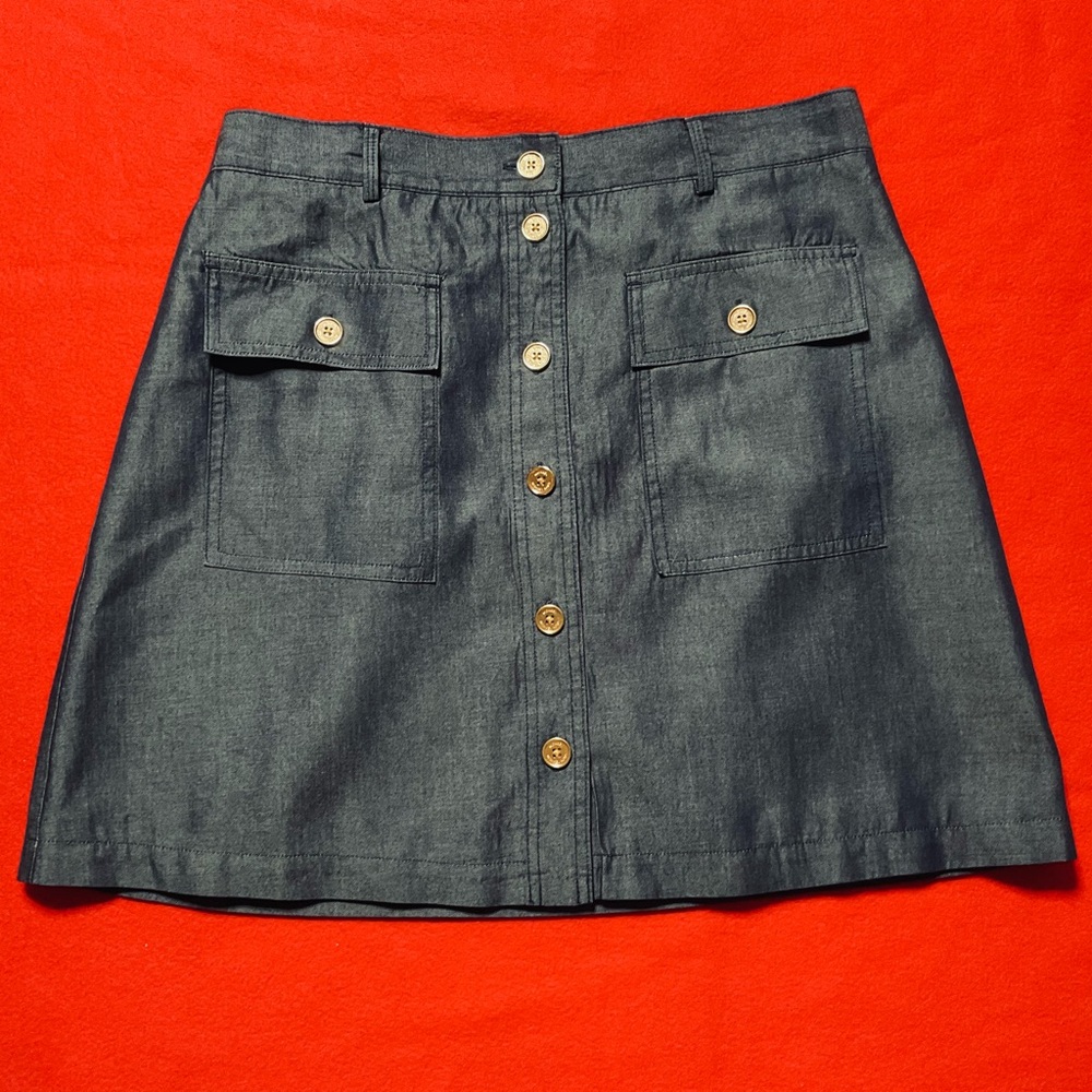 Michael Kors Indigo Rinse Women’s Size 10 Button Front Mini Skirt - EUC